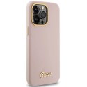 Etui Guess Silicone Script Metal Logo & Frame na iPhone 15 Pro Max - różowe