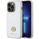Etui Guess Strass Metal Logo na iPhone 15 Pro - srebrne