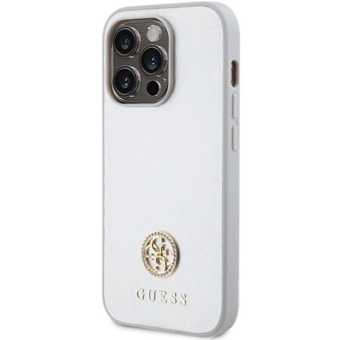 Etui Guess Strass Metal Logo na iPhone 15 Pro - srebrne
