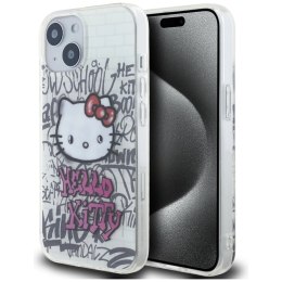 Etui Hello Kitty IML Kitty On Bricks Graffiti na iPhone 15 - białe