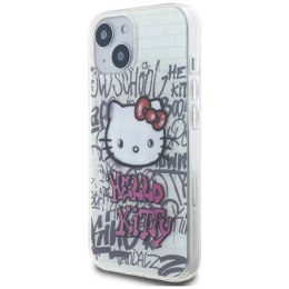 Etui Hello Kitty IML Kitty On Bricks Graffiti na iPhone 15 - białe