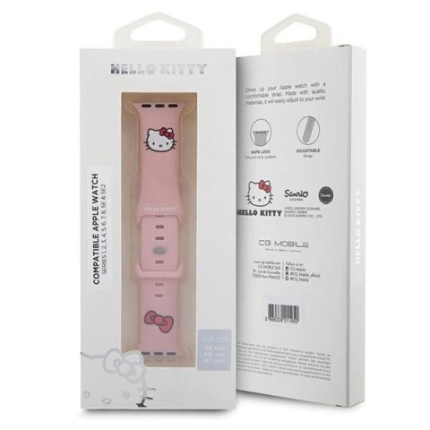 Pasek Hello Kitty Silicone Kitty Head na Apple Watch 38/40/41mm - różowy