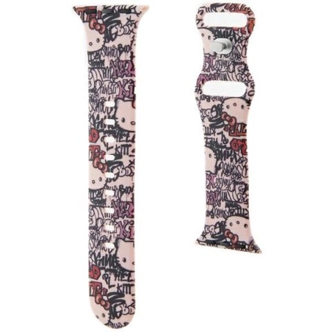 Pasek Hello Kitty Silicone Tags Graffiti na Apple Watch 38/40/41mm - różowy