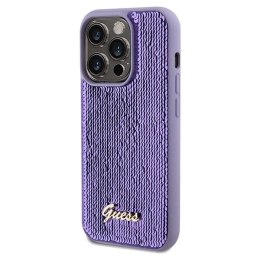 Etui Guess Sequin Script Metal na iPhone 14 Pro Max - fioletowe