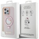 Etui Hello Kitty Ring Stand Glitter Electrop Logo MagSafe na iPhone 15 Pro Max - różowe
