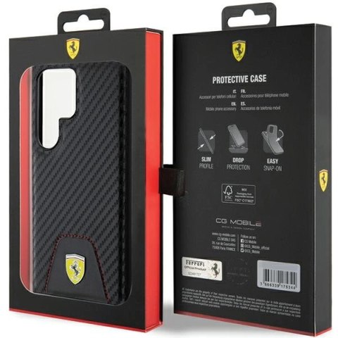 Etui Ferrari Carbon Stitched Bottom na Samsung Galaxy S24 Ultra - czarne