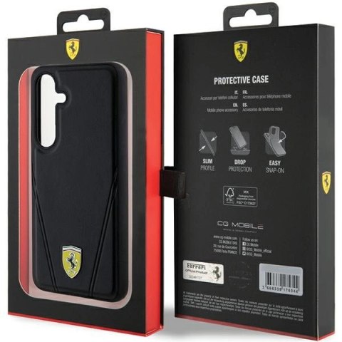 Etui Ferrari Hot Stamp V Lines MagSafe na Samsung Galaxy S24+ - czarne