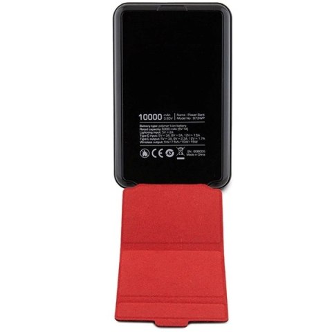 Powerbank Ferrari Metal Logo MagSafe indukcyjny 15W 10000 mAh z funkcją standu - czarny