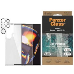Zestaw PanzerGlass Bundle 3in1 etui przezroczyste + folia + osłona aparatu do Samsung Galaxy S23 Ultra