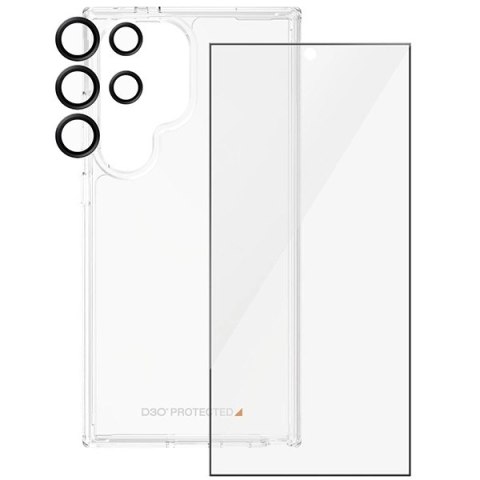 Zestaw PanzerGlass Bundle 3in1 etui przezroczyste + folia + osłona aparatu do Samsung Galaxy S24 Ultra