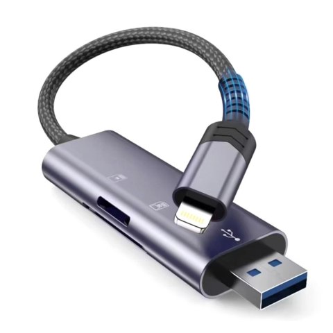Czytnik Tech-Protect UltraBoost kart SD / micro SD ze złączem Lightning / USB-A - szary