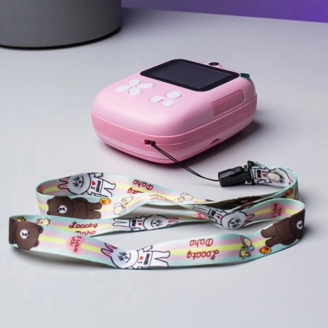 Mini drukarka termiczna dla dzieci z aparatem fotograficznym i kamerą - różowa