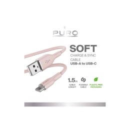 Kabel Puro Soft USB-A - USB-C 1,5m - różowy