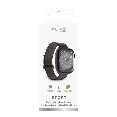 Pasek nylonowy Puro Sport do Apple Watch 42 / 44 / 45 / 49 mm - czarny