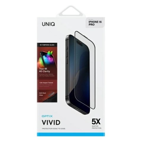 Szkło hartowane UNIQ Optix Vivid z apliaktorem na iPhone 16 Pro