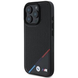 Etui BMW M Perforated Tricolor Line MagSafe na iPhone 16 Pro - czarne
