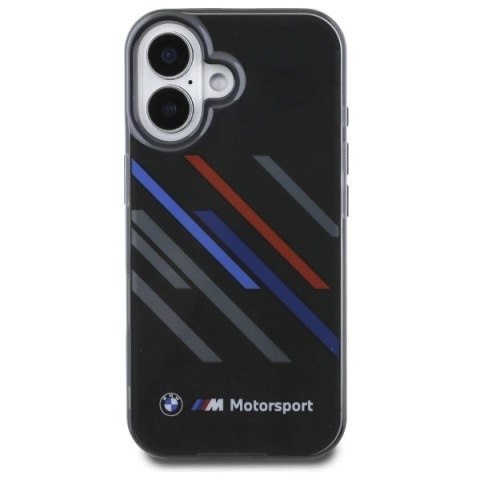 Etui BMW Motosport IML Random Stripes na iPhone 16 Plus - czarne