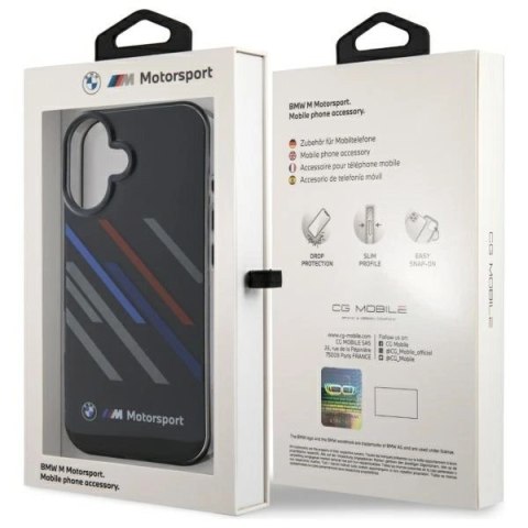 Etui BMW Motosport IML Random Stripes na iPhone 16 Plus - czarne