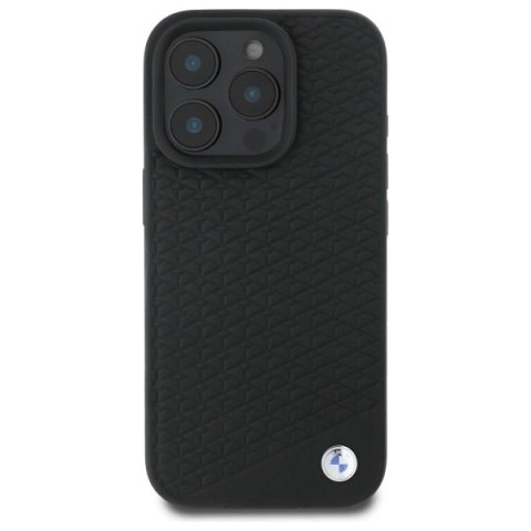 Etui BMW Sign Leather Diamond Metal Logo MagSafe na iPhone 16 Pro - czarne