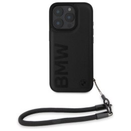 Etui BMW Signature Leather Wordmark Cord na iPhone 16 Pro - czarne