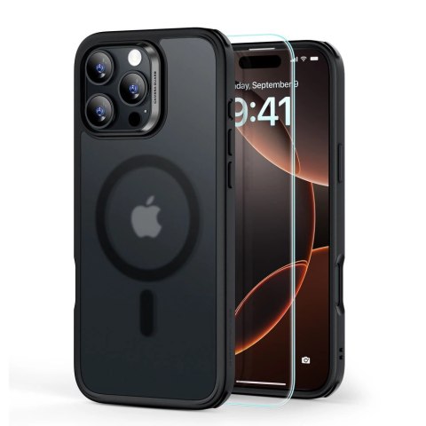 Zestaw etui ESR Classic Hybrid Halolock MagSafe + szkło hartowane na iPhone 16 Pro Max - półprzezroczyste z czarną ramką