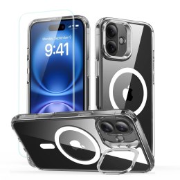 Zestaw etui ESR Classic Hybrid Kickstand Halolock MagSafe + Szkło hartowane na iPhone 16 - przezroczyste