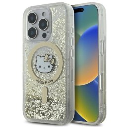 Etui Hello Kitty Liquid Glitter Fever MagSafe na iPhone 16 Pro Max - złote