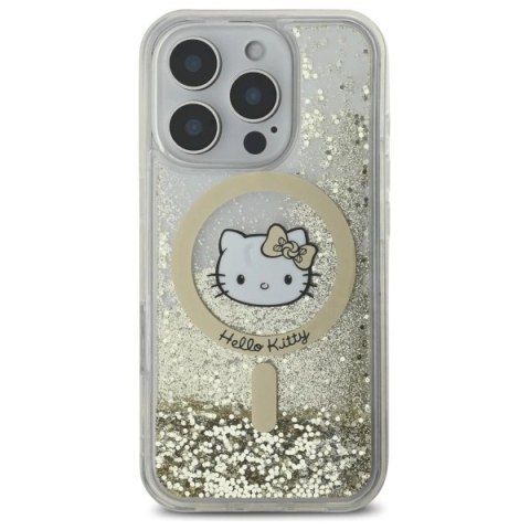 Etui Hello Kitty Liquid Glitter Fever MagSafe na iPhone 16 Pro Max - złote