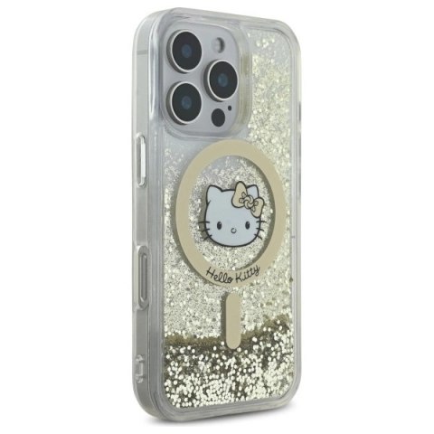 Etui Hello Kitty Liquid Glitter Fever MagSafe na iPhone 16 Pro Max - złote