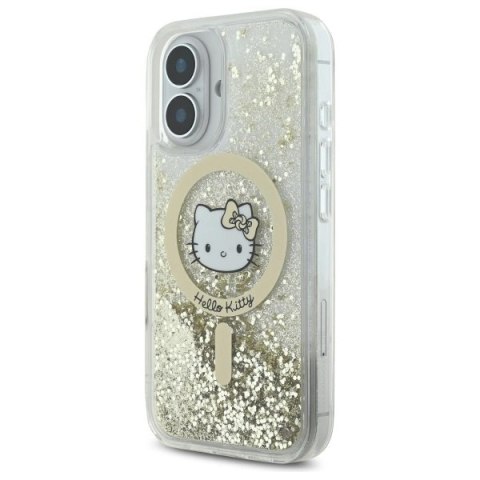 Etui Hello Kitty Liquid Glitter Fever MagSafe na iPhone 16 - złote