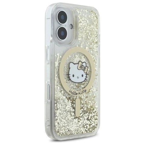 Etui Hello Kitty Liquid Glitter Fever MagSafe na iPhone 16 - złote