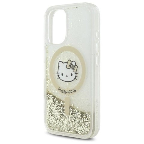 Etui Hello Kitty Liquid Glitter Fever MagSafe na iPhone 16 - złote