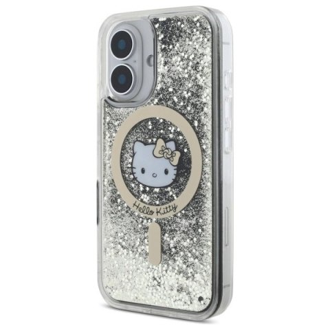 Etui Hello Kitty Liquid Glitter Fever MagSafe na iPhone 16 - złote