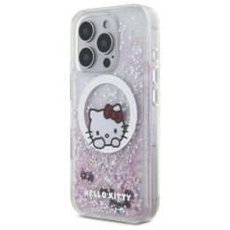 Etui Hello Kitty Liquid Glitter Sweet Kitty Bows MagSafe na iPhone 16 Pro Max - białe