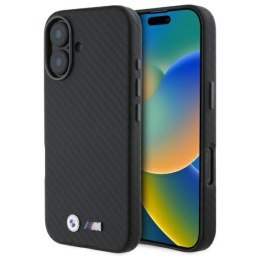 Etui BMW Carbon Wrapped Metal na iPhone 16 - czarne
