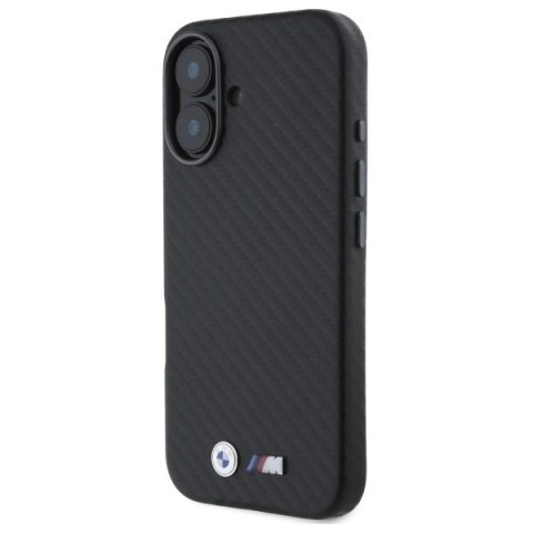 Etui BMW Carbon Wrapped Metal na iPhone 16 - czarne
