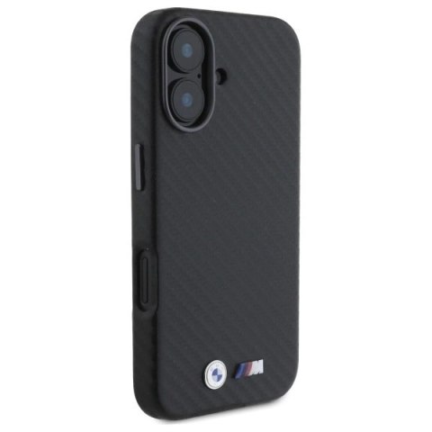 Etui BMW Carbon Wrapped Metal na iPhone 16 - czarne