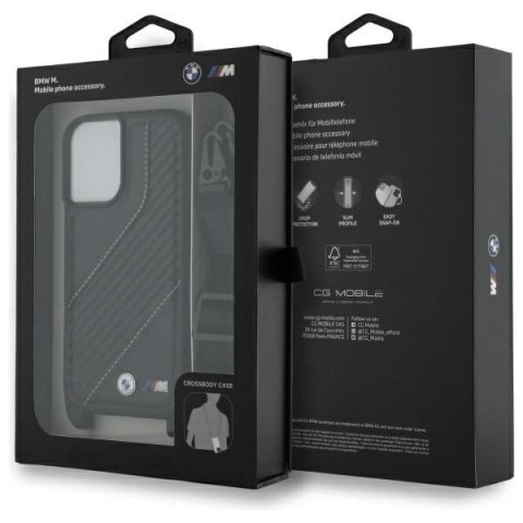 Etui BMW M Edition Carbon Stripe & Strap na iPhone 16 Plus - czarne
