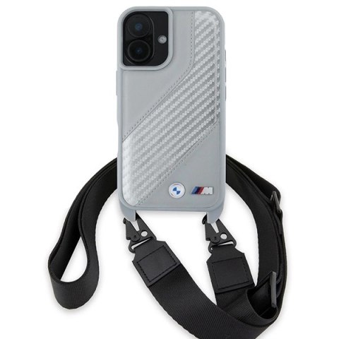 Etui BMW M Edition Carbon Stripe & Strap na iPhone 16 - szare