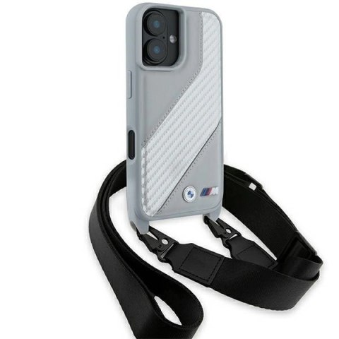 Etui BMW M Edition Carbon Stripe & Strap na iPhone 16 - szare
