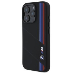 Etui BMW Silicone Cut Tricolor Lines MagSafe na iPhone 16 Pro - czarne
