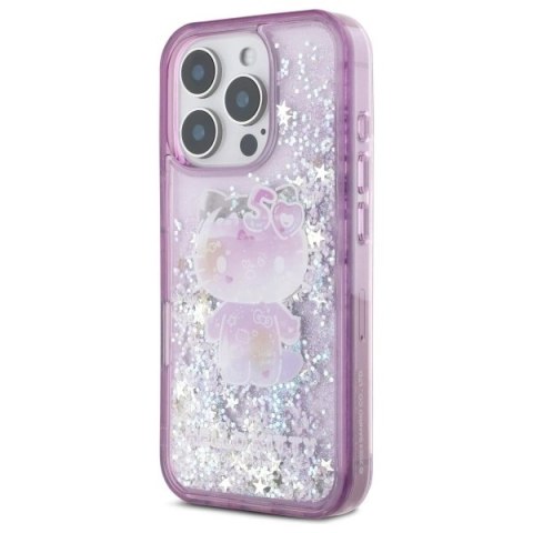 Etui Hello Kitty Liquid Glitter 50TH Anniversary Party na iPhone 16 Pro Max - fioletowe