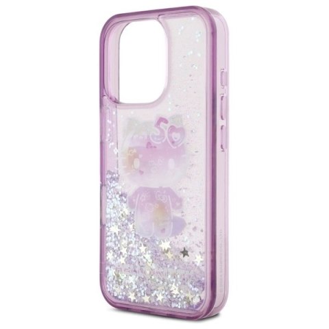 Etui Hello Kitty Liquid Glitter 50TH Anniversary Party na iPhone 16 Pro Max - fioletowe