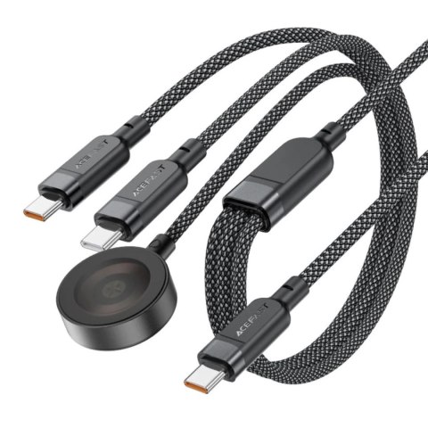 Kabel 3w1 Acefast C6-11 USB-C - 2x USB-C / Qi 480Mb/s 100W 1.2m - czarny