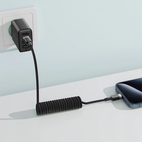 Kabel Acefast C14-03 USB-C - USB-C sprężynowy 480Mb/s 3A 1.2m - czarny