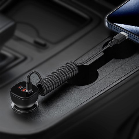 Kabel Acefast C14-03 USB-C - USB-C sprężynowy 480Mb/s 3A 1.2m - czarny