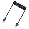 Kabel Acefast C14-04 USB-A - USB-C sprężynowy 480Mb/s 3A 1.2m - czarny