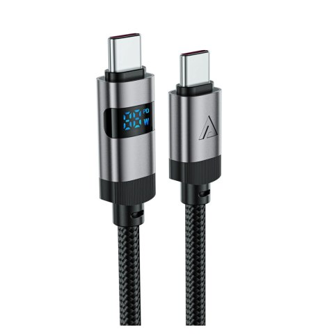 Kabel Acefast C15-03 USB-C - USB-C z wyświetlaczem 480Mb/s 60W 1,2 m - czarny