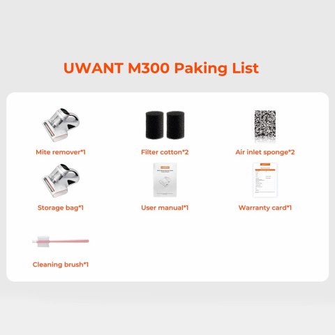 Odkurzacz do materaców UWANT M300 500W 13000Pa dla alergików, z UV - biały