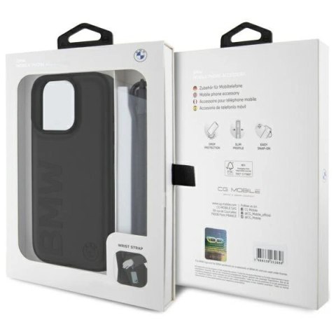 Etui BMW Signature Leather Wordmark Cord na iPhone 16 Pro Max - czarne